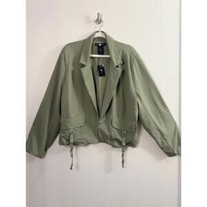 Ashley Stewart Women’s 22 Olive Green Utility Blazer Jacket NWT